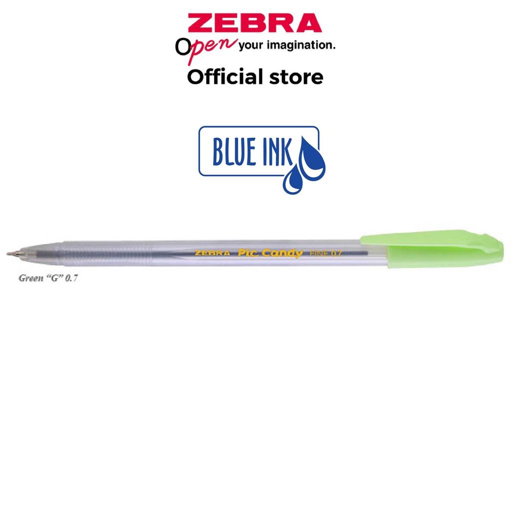 Viết bi nắp Pic Candy 0.7mm hộp 12 cây mực xanh - Zebra