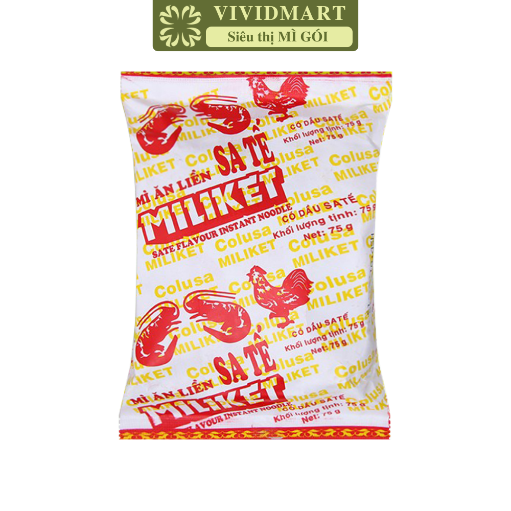 COLUSA - Mì Miliket giấy vàng gói 75g hương vị Sa tế, Mì giấy Miliket sate, Mì gói giấy vàng sa tế Miliket (75g/gói)