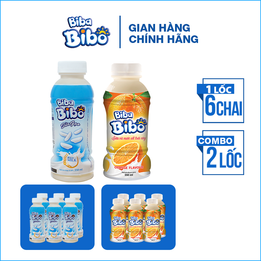 [Combo 12 chai 350ml] Bibabibo sữa Gạo, sữa Cam, sữa hạt, sữa thực vật, sữa trái cây, tốt cho miễn dịch, giảm cân, da, tim mạch, tiêu hóa