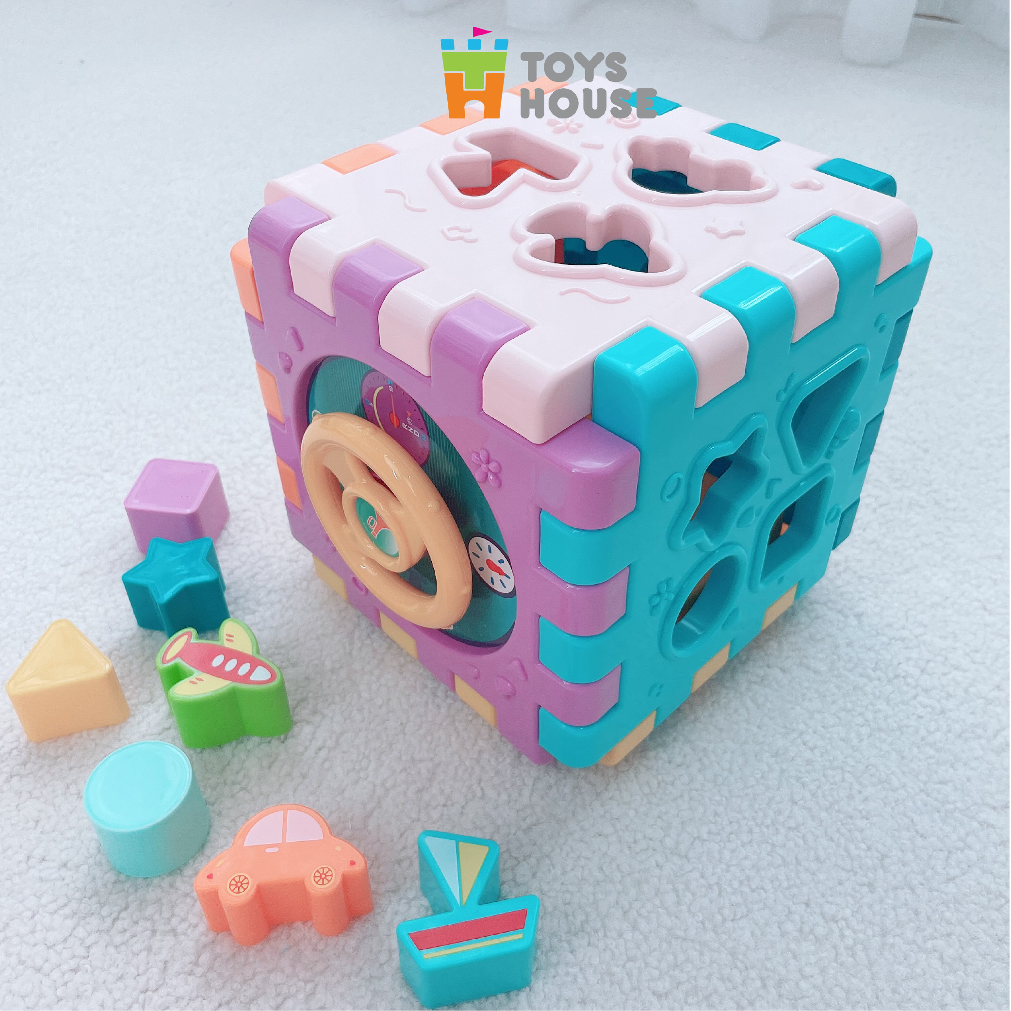 Set 6 miếng lắp ghép thả khối có đèn nhạc - Đồ chơi tiền giáo dục cho bé ToysHouse HE0530