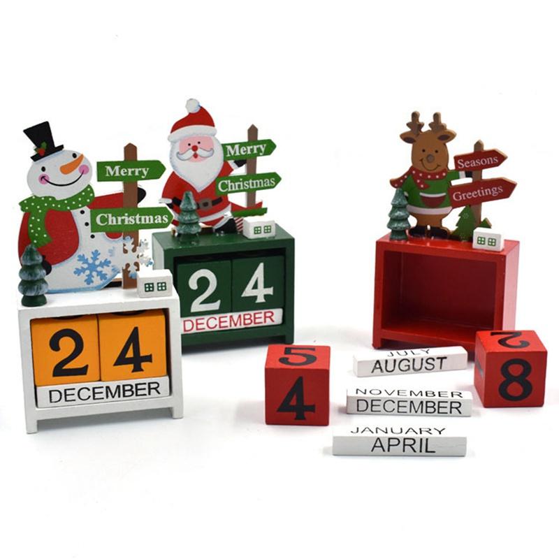 Lịch gỗ để bàn trang trí năm mới phong cách giáng sinh