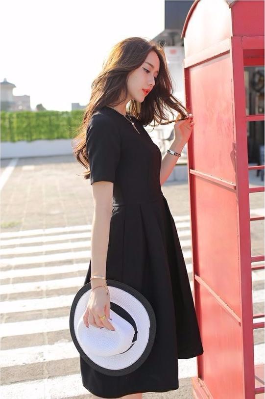 Đầm xòe xếp ly ngắn tay phong cách Hàn Quốc. - DX48