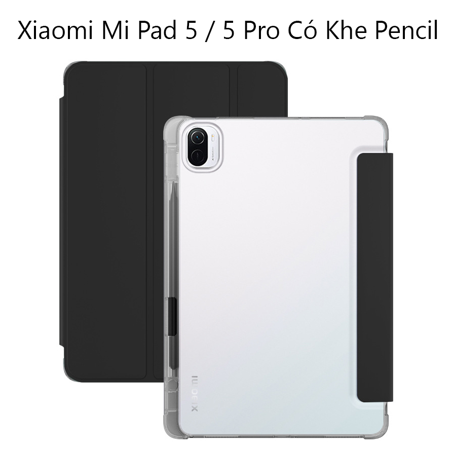 Hình ảnh Bao da Cover Cho Máy Tính Bảng Xiaomi Mi Pad 5 / 5 Pro 11 Inch Lưng Trong Suốt Có Khe Đựng Viết Smart Cover