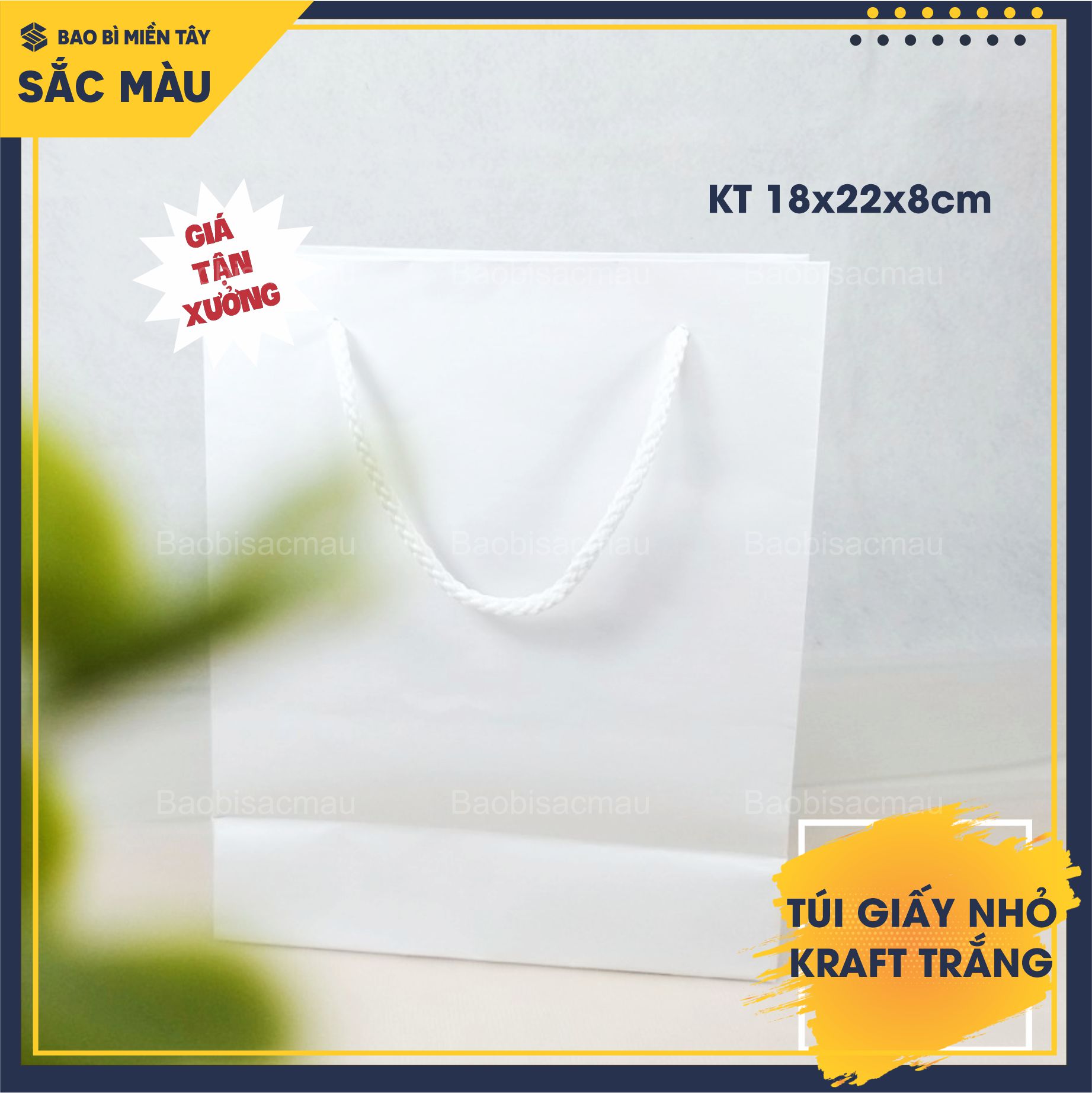 Sét 10 Túi Giấy Kraft Trắng xinh xắn nhiều kích thước