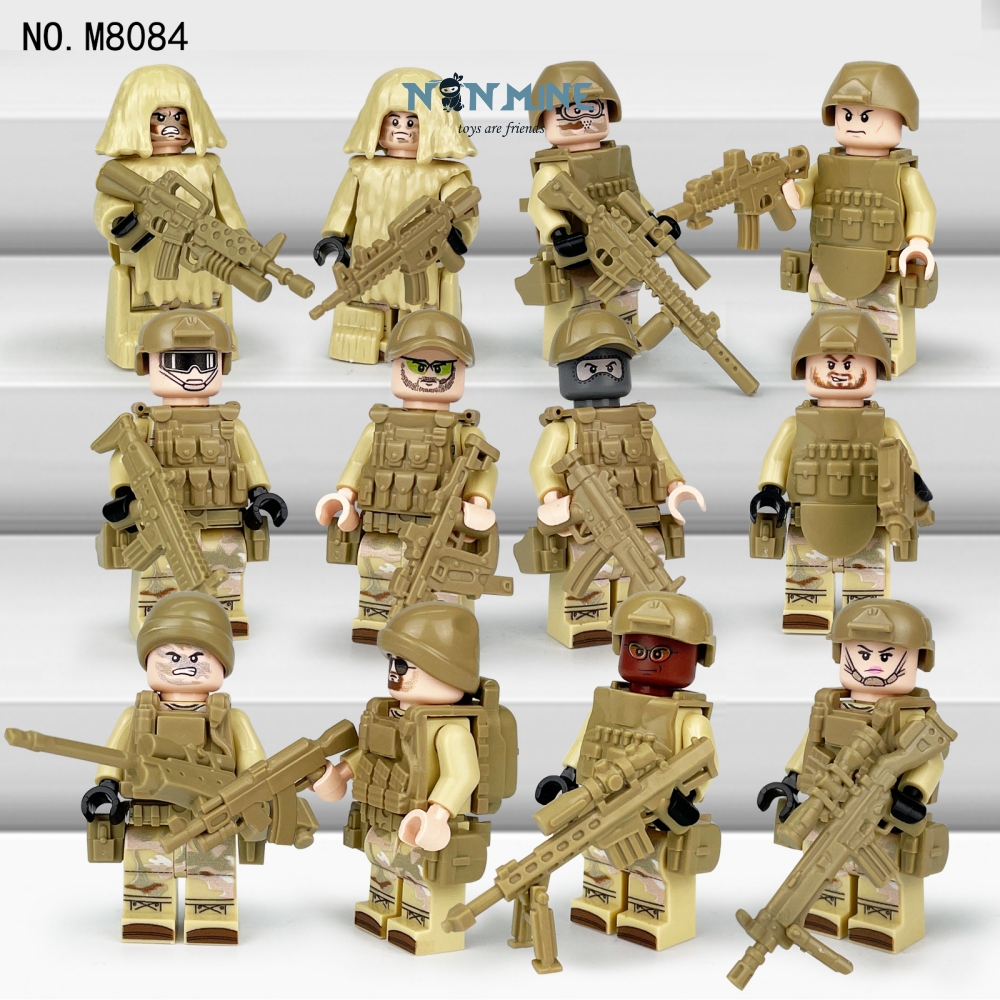 Minifigures Combo 12 Lính Đồ Chơi Quân Sự Lắp Ráp Sa Mạc Có Kèm Trang Bị M8084 Mẫu Mới Đẹp