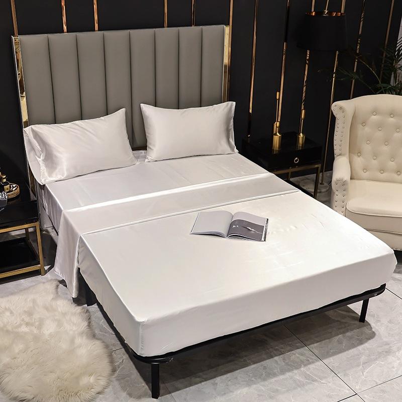 Sang Trọng Satin Trang Bị Giường Lụa Mềm Bọc Nệm Thun Bedsheet Nhà Đơn Đôi Full Nữ Hoàng Vương Kích Thước Tờ