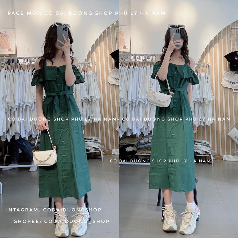 Váy Linen cổ bèo trễ vai