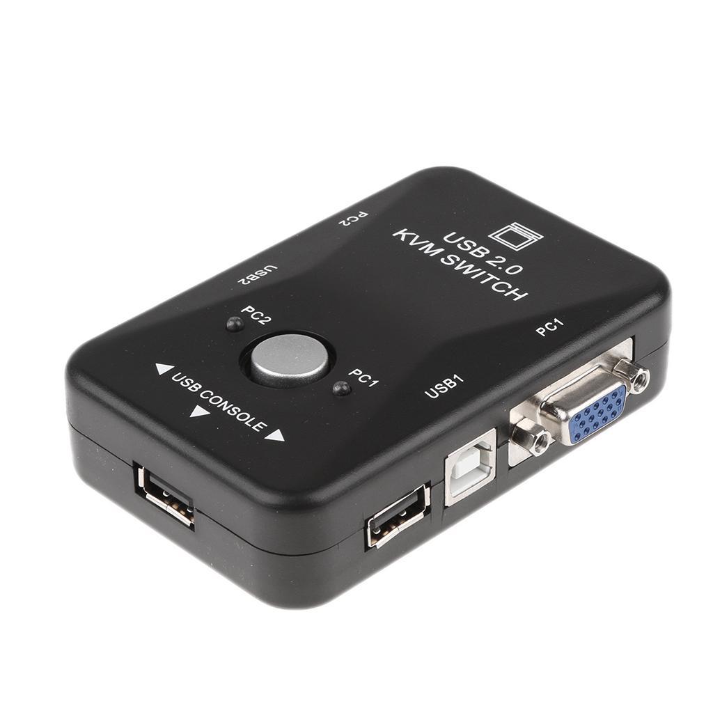 2-Port USB VGA KVM Switch Box for Mouse Keyboard Monitor Sharing Computer