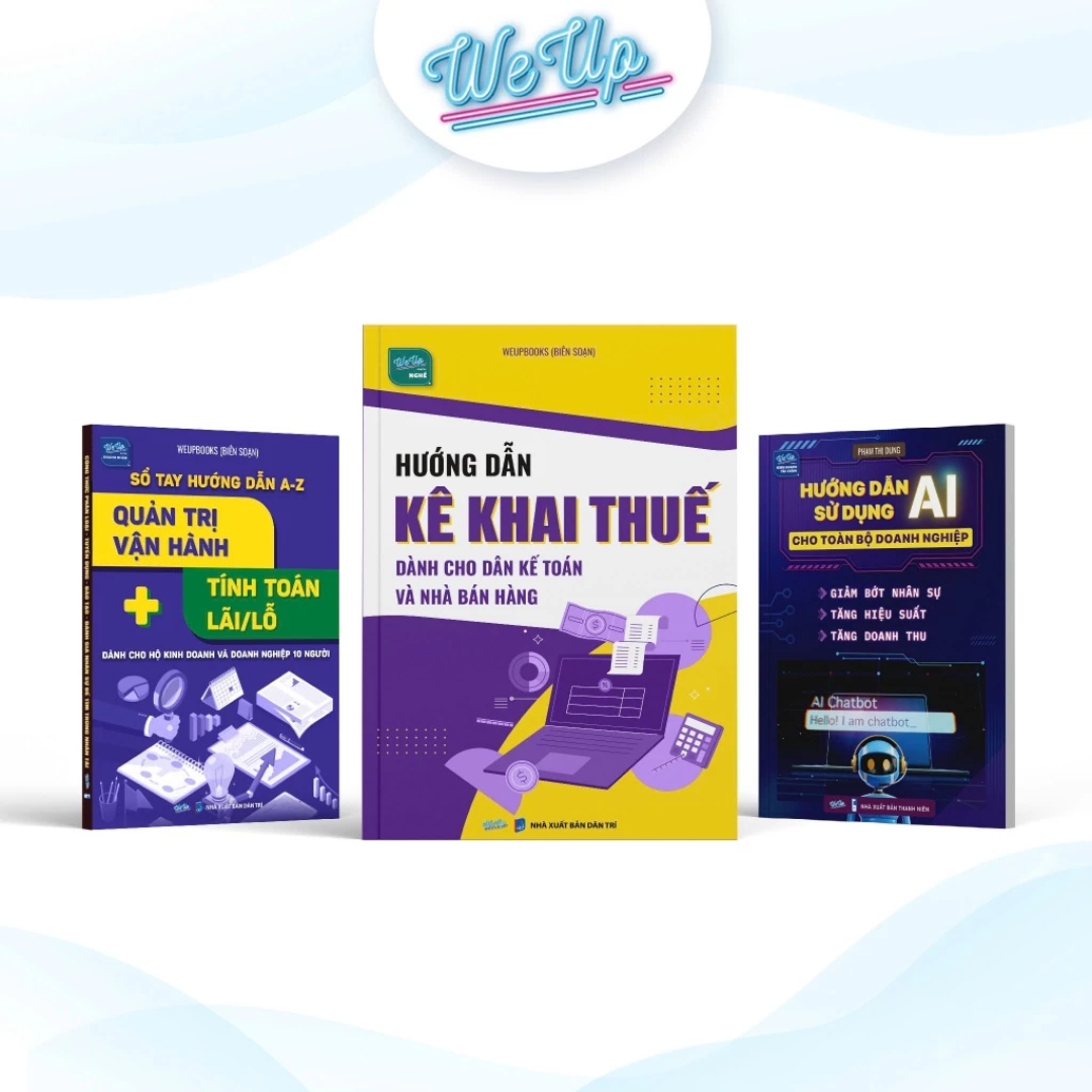 Combo 3 sách: Hướng dẫn kê khai thuế dành cho dân kế toán và nhà bán hàng, Quản trị tính toán lãi lỗ, AI Doanh Nghiệp
