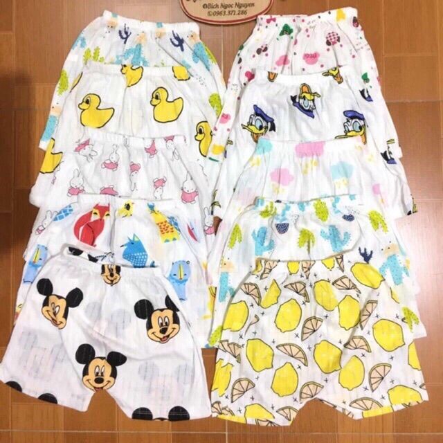 Set 10 quần đùi cotton giấy cotton mỏng mát cho bé diện mùa hè