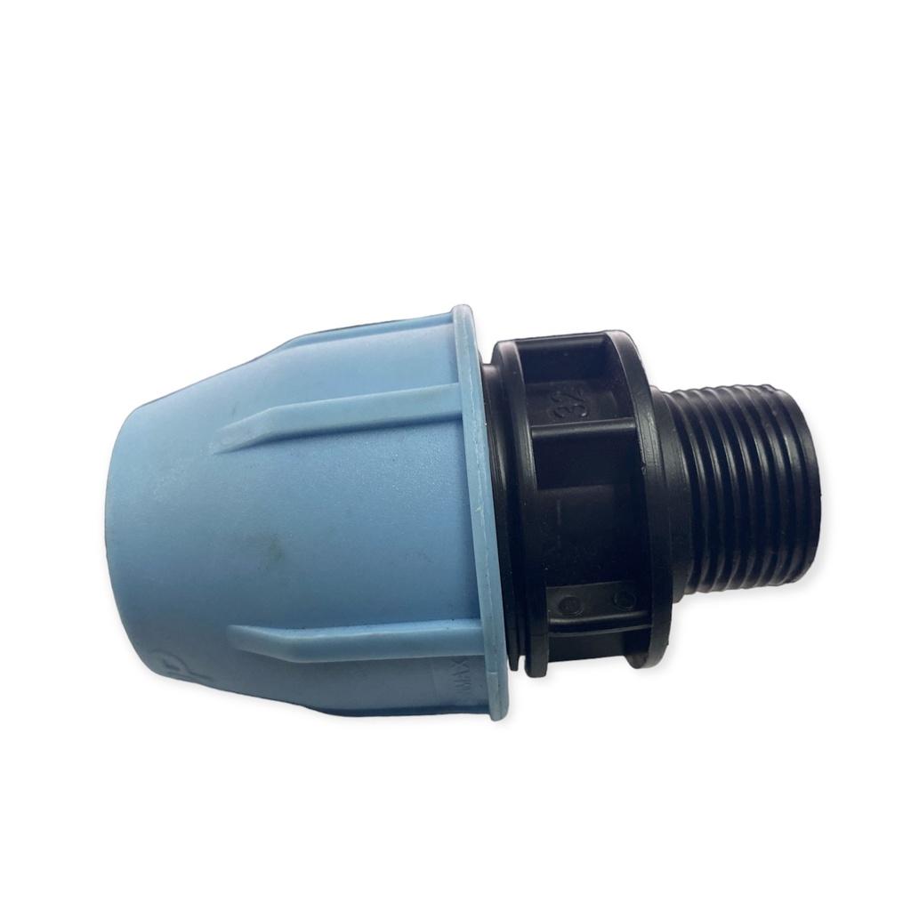 Phụ kiện măng sông ống HDPE 32mm, Không Cần Hàn - Nối ren ngoài 34/32