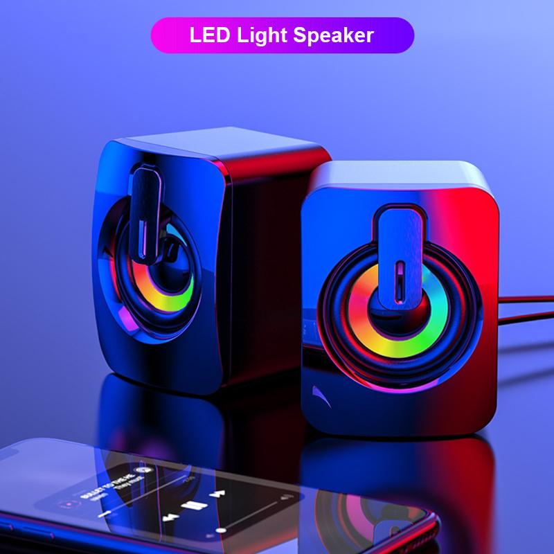 Loa Máy Tính Hộp Âm Thanh Máy Tính HIFI Micro Stereo Có Dây USB Có Đèn LED Cho Máy Tính Để Bàn Color: White Standard