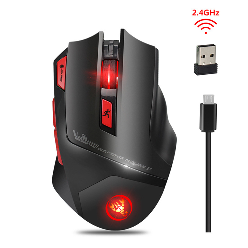 Chuột Chơi Game Không Dây Sạc ĐIện HXSJ T88 4800DPI Wireless 2.4GHz - Hàng Chính Hãng