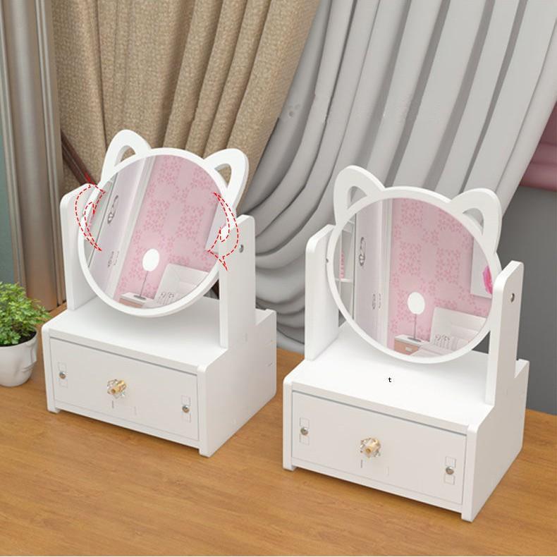 Kệ mỹ phẩm mèo kèm gương tai mèo xinh xắn
