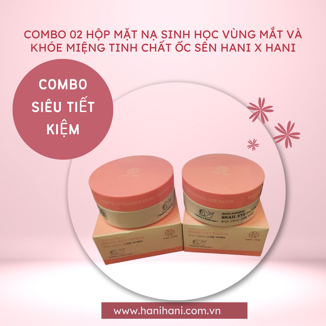 [CHÍNH HÃNG] Combo Siêu Tiết Kiệm 02 Hộp Mặt Nạ Sinh Học Xóa Thâm Và Nếp Nhăn Vùng Mắt - Khóe Miệng Tinh Chất Ốc Sên Cô Đặc Hani x Hani Hộp 60 Miếng nhập khẩu Hàn Quốc