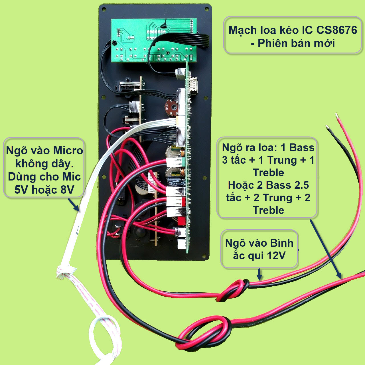 Mạch loa kéo CS8676 loa 3 tấc công suất 45W 8ohm – 90W 4ohm