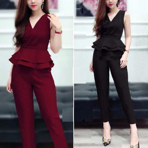SET BỘ THUN CÁT HÀN, ÁO PEPLUM QUẦN 9 TẤT