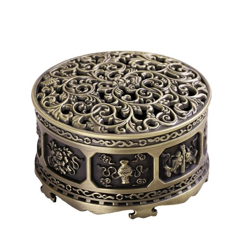 Đỉnh xông trầm - Lư trầm hợp kim đồng - hoa văn cổ MB01