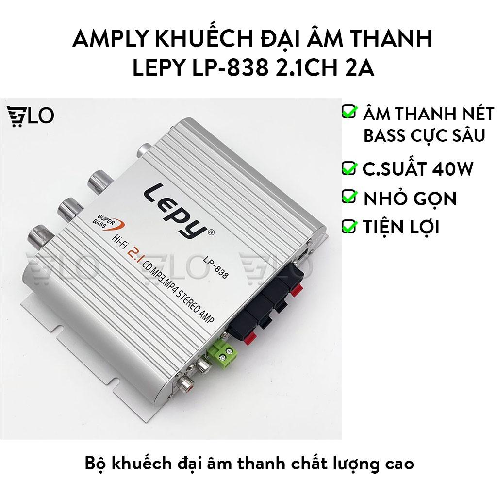 Bộ Âm Ly Mini, Amply Khuếch Đại Âm Thanh Lepy LP-838 2.1CH 2A