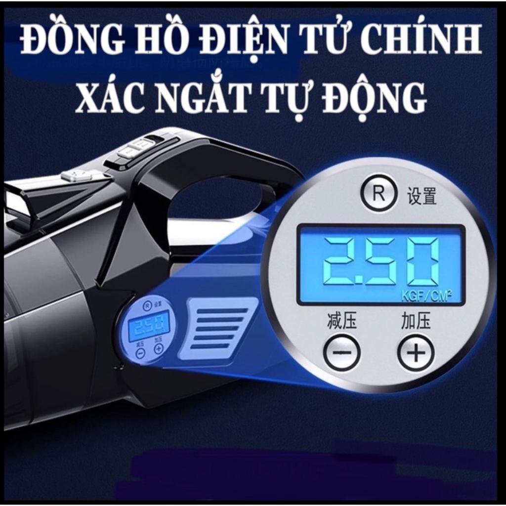 Máy hút bụi sạc điện đa năng 4 IN 1 - hút bụi, bơm, đo áp suất lốp, đèn pin cho xe ô tô