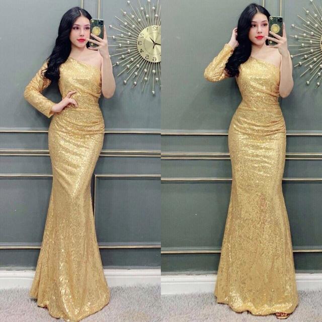 Đầm Maxi body lệch vai tay dài SANG TRỌNG -MS73V- Size M/L đến 57kgMM MM
