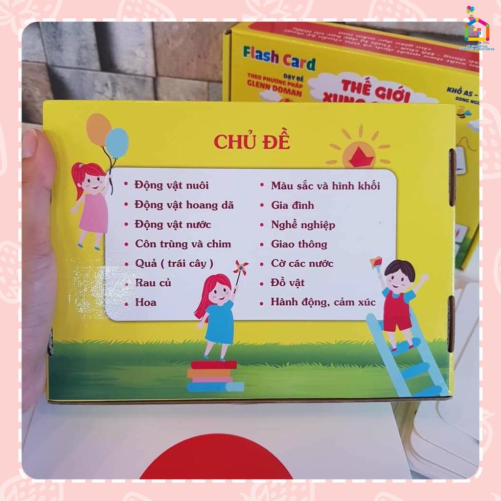 Bộ Thẻ Học Thông Minh 18 Chủ Đề TGXQ loại TO song ngữ A-V loại chuẩn Glenn Doman Flashcard cho bé từ 0-6 tuổi