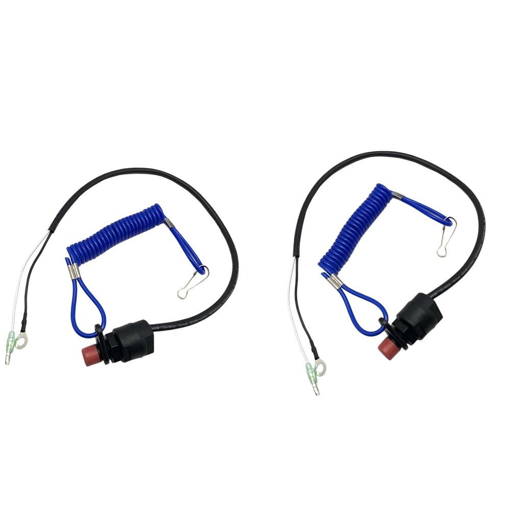 2 Pieces Boat Outboard Kill Stop Switch & Safety Tether Lanyard for Yamaha