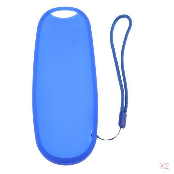 2PC Blue TV Remote Control Cover For Sky Q Touch Remote Controller Black