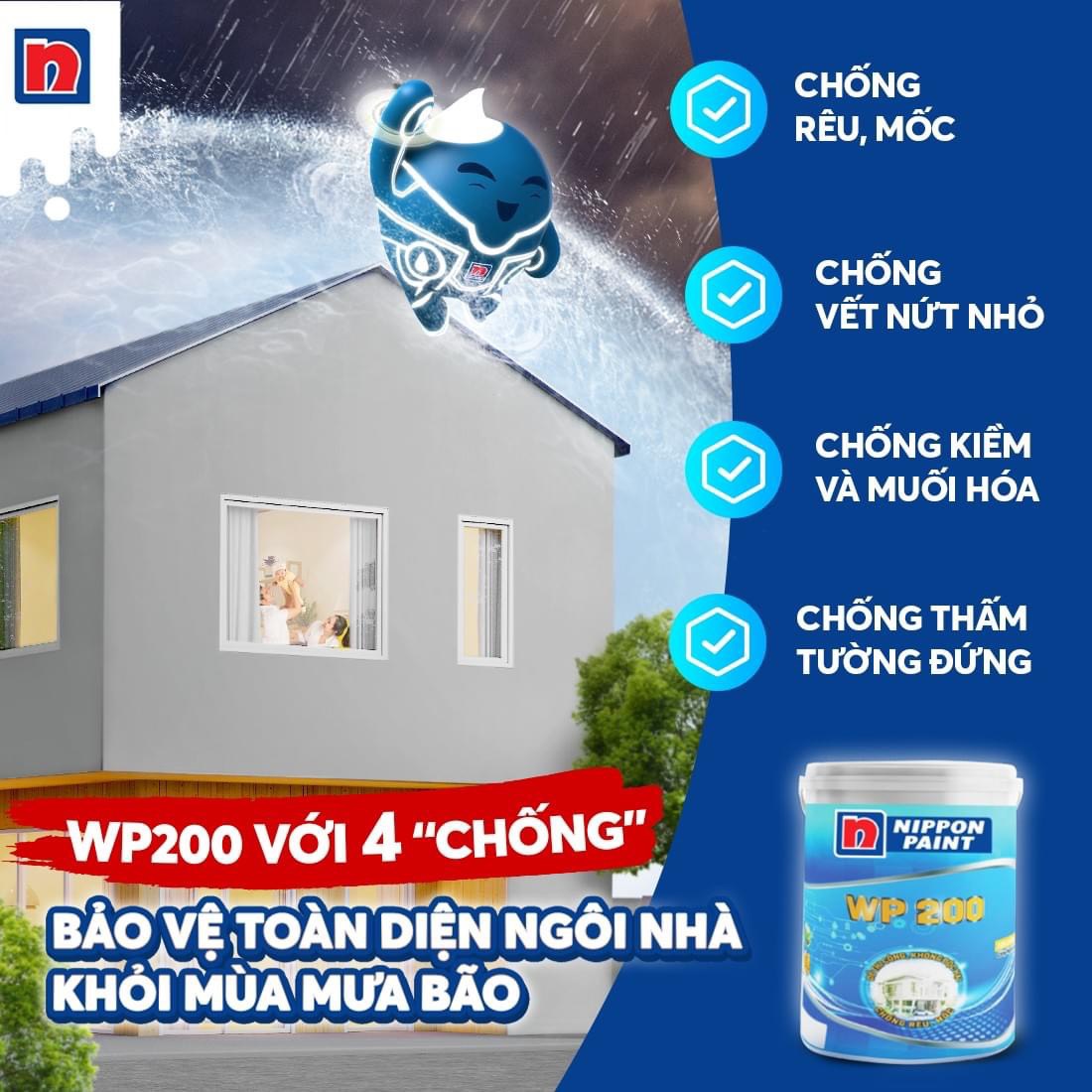 Sơn Chống Thấm WP 200-201 (Xám nhạt), WP 200-202 (Xám đậm), WP 200-203 (Vàng kem)