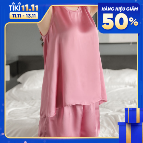 Đồ bộ mặc nhà ngủ nữ vải lụa satin cao cấp sát nách siêu thoáng mát kiểu dáng trẻ trung đủ size từ 40-70kg