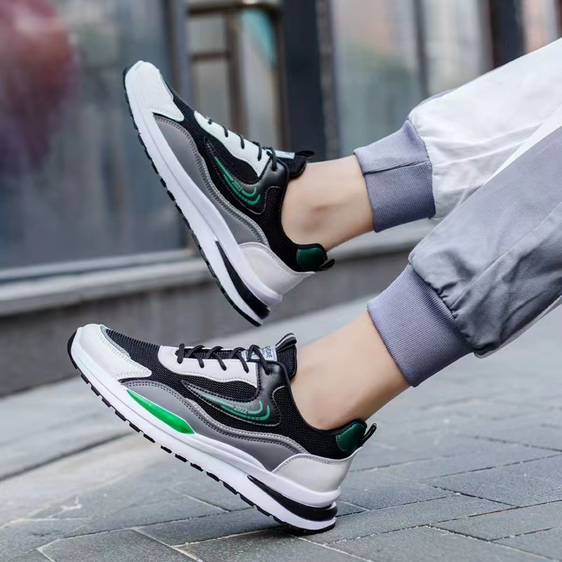 Giày Thể Thao Nam MENDO - Giày Sneaker Màu Xám - Đen, Đế Êm, Form Dáng Hàn Quốc - G5301