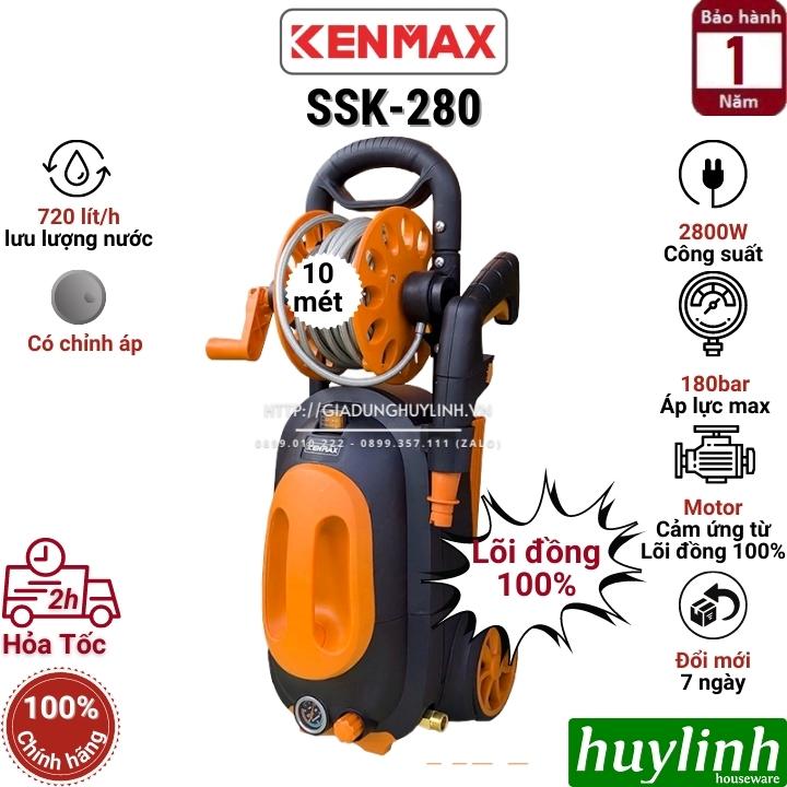 Máy xịt rửa xe Chỉnh Áp Kenmax KM-280 - 2800W - Motor cảm ứng từ - Có rulo cuộn dây