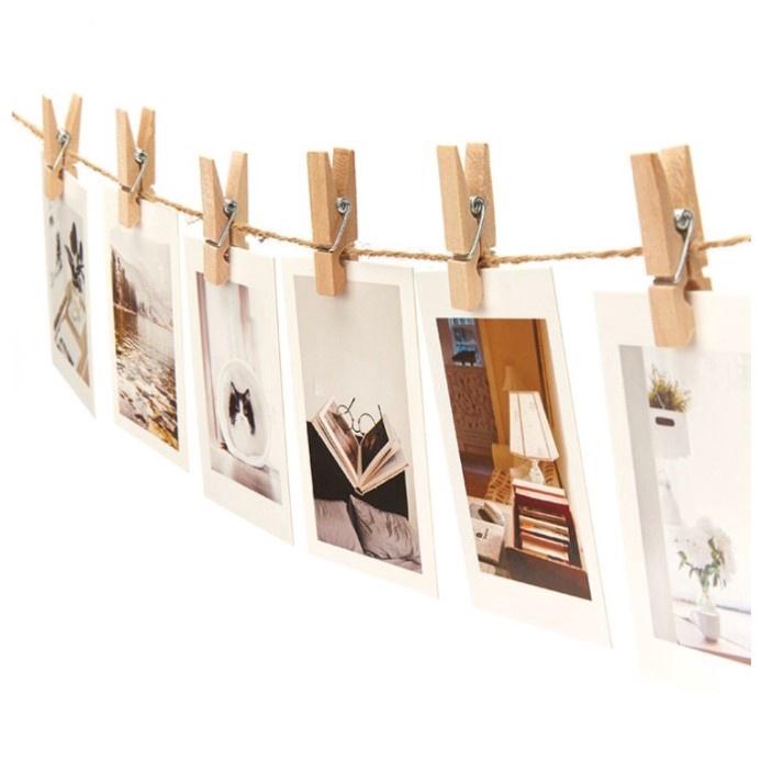 Khung Hình Treo Ảnh Cute, Bộ Dây Khung Hình 12 tháng Ép Kim; Kẹp Ảnh Gỗ, Bộ Kẹp Khung Hình 12 Tháng trang trí sinh nhật