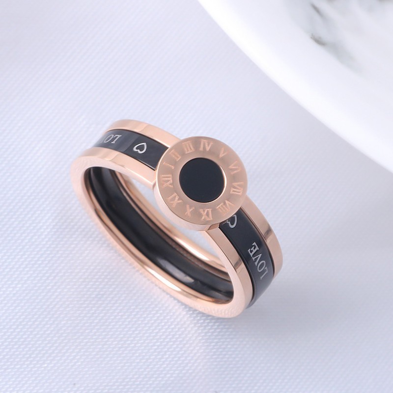 Bộ 2 Nhẫn Lồng Nhau Titan Ko Đen TT 2703