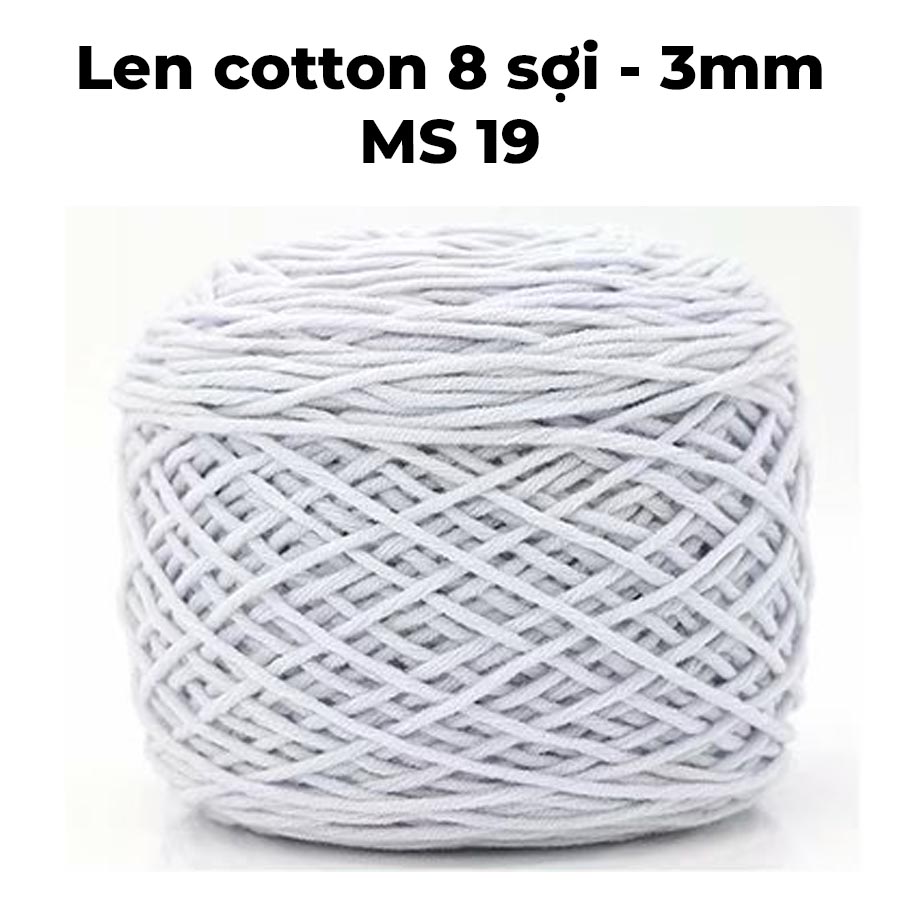 Len cotton chất lượng cao 8 sợi nhỏ kích thước 3mm cuộn lớn 200g dùng đan móc, thêu nổi, thêu xù, làm thảm handmade - MS19