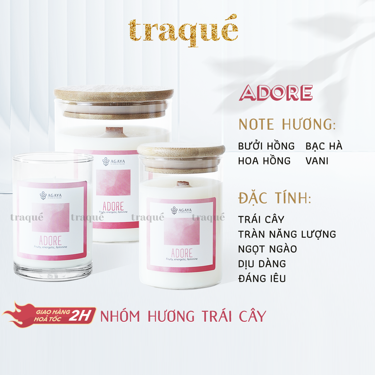 Nến thơm tinh dầu cao cấp không khói an toàn Candle Cup - ADORE - M - 200G