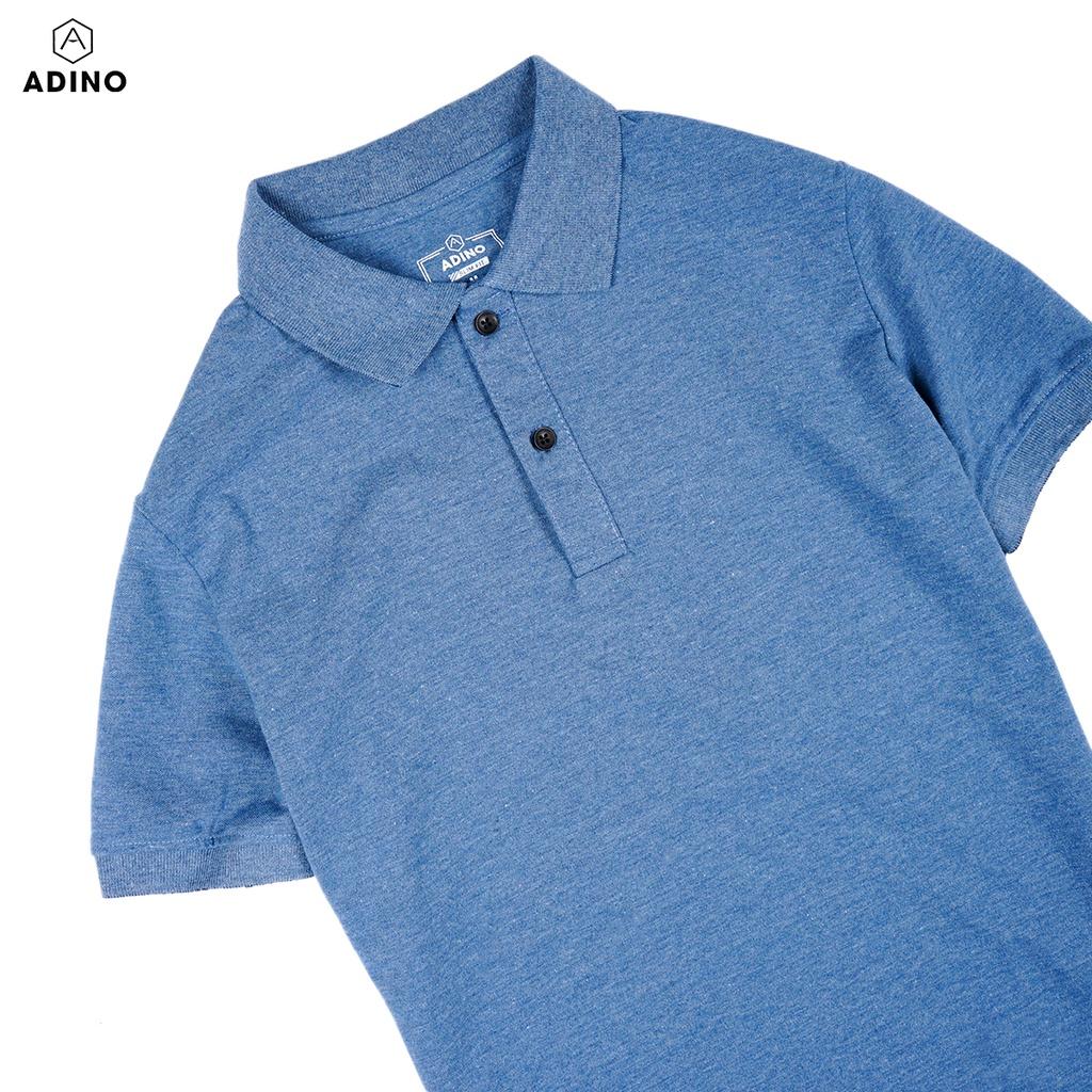 Áo polo nam ADINO màu xanh biển vải cotton co giãn nhẹ dáng công sở slimfit hơi ôm trẻ trung PL50