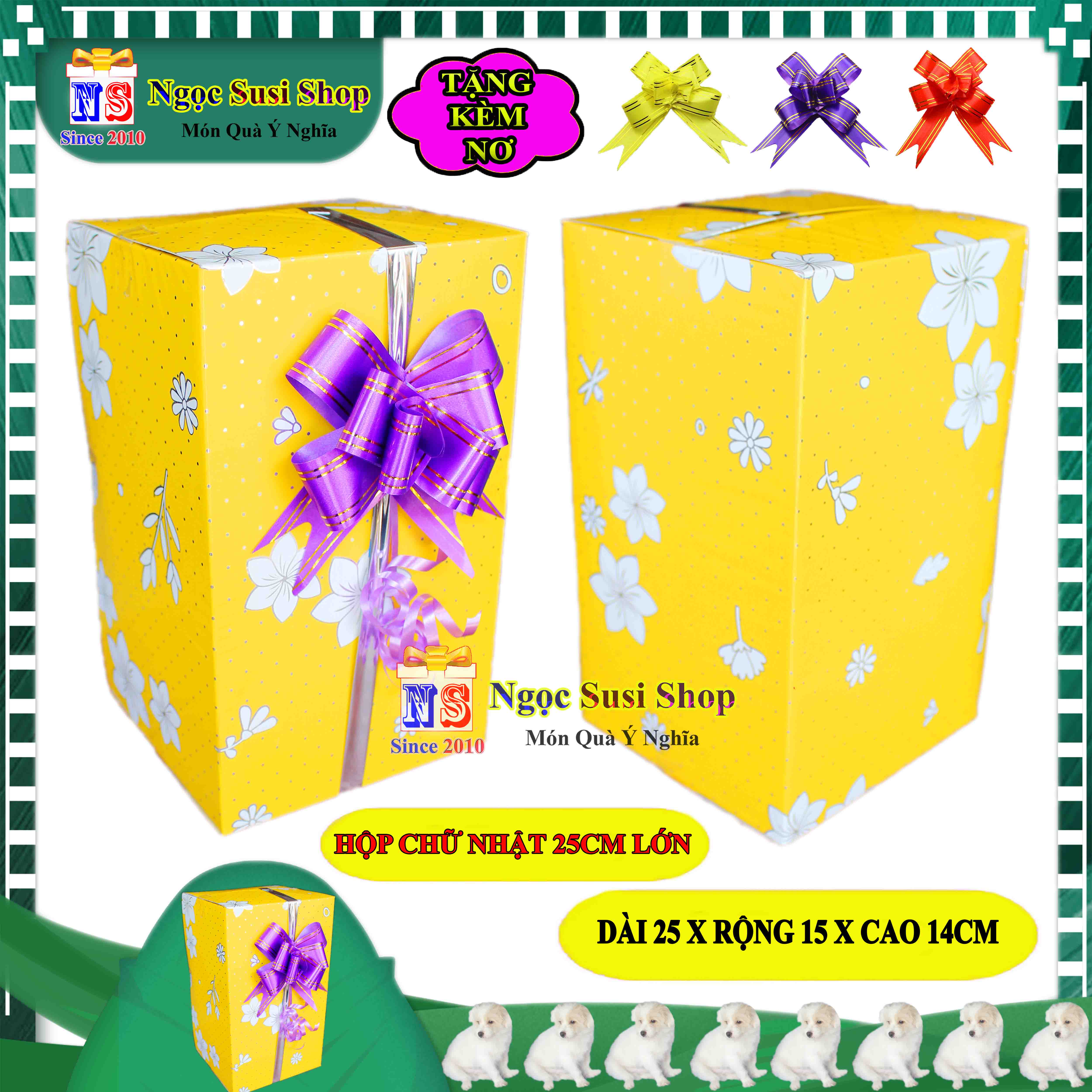 HỘP QUÀ CHỮ NHẬT SIZE LỚN 25CM NGẪU NHIÊN MÀU + TẶNG KÈM NƠ 3CM - HỘP QUÀ TẶNG GIẤY KIẾNG SIÊU ĐẸP
