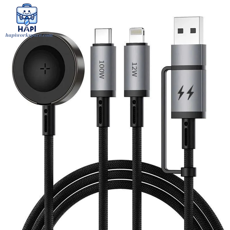 Cáp sạc nhanh hàng chính hãng WiWU Legend 6-in-1 Wi-C050: Công suất 100W, tích hợp nhiều đầu sạc, có sạc đồng hồ
