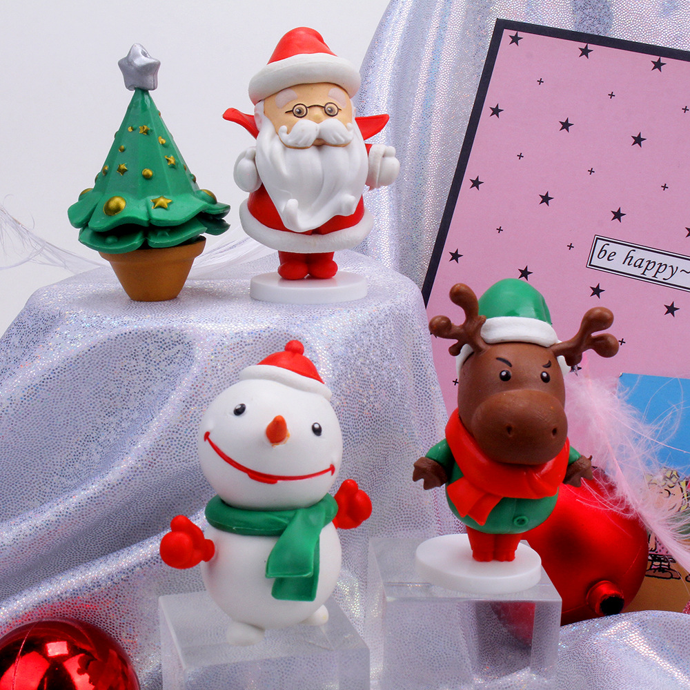 Bô 04 Mô Hình Nhân Vật Noel Dễ Thương - Cao 7-7.3cm