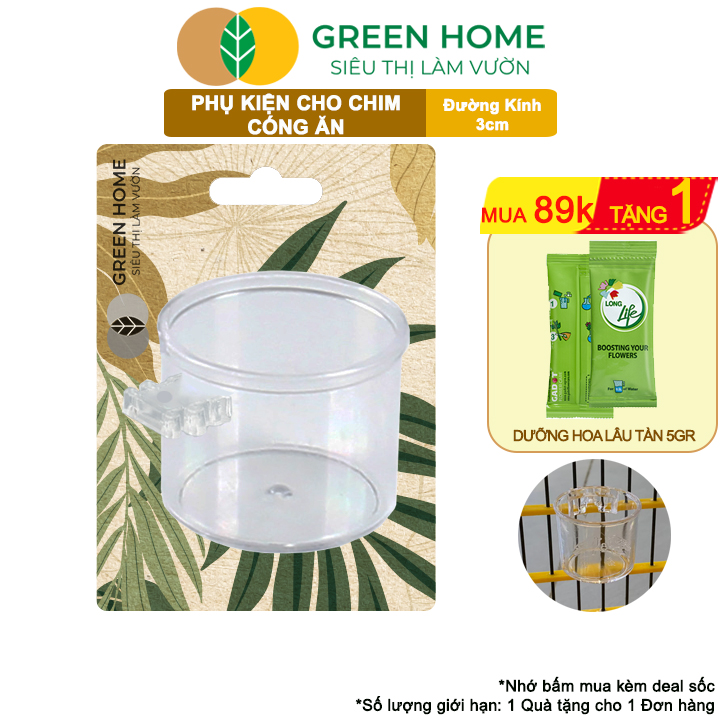 Cóng Ăn Cho Chim GreenHome, Nhựa Mica, Cho Chim Hút Mật, Khuyên, Chòe Đất, Yến,.. Siêu Bền, Nhỏ Gọn