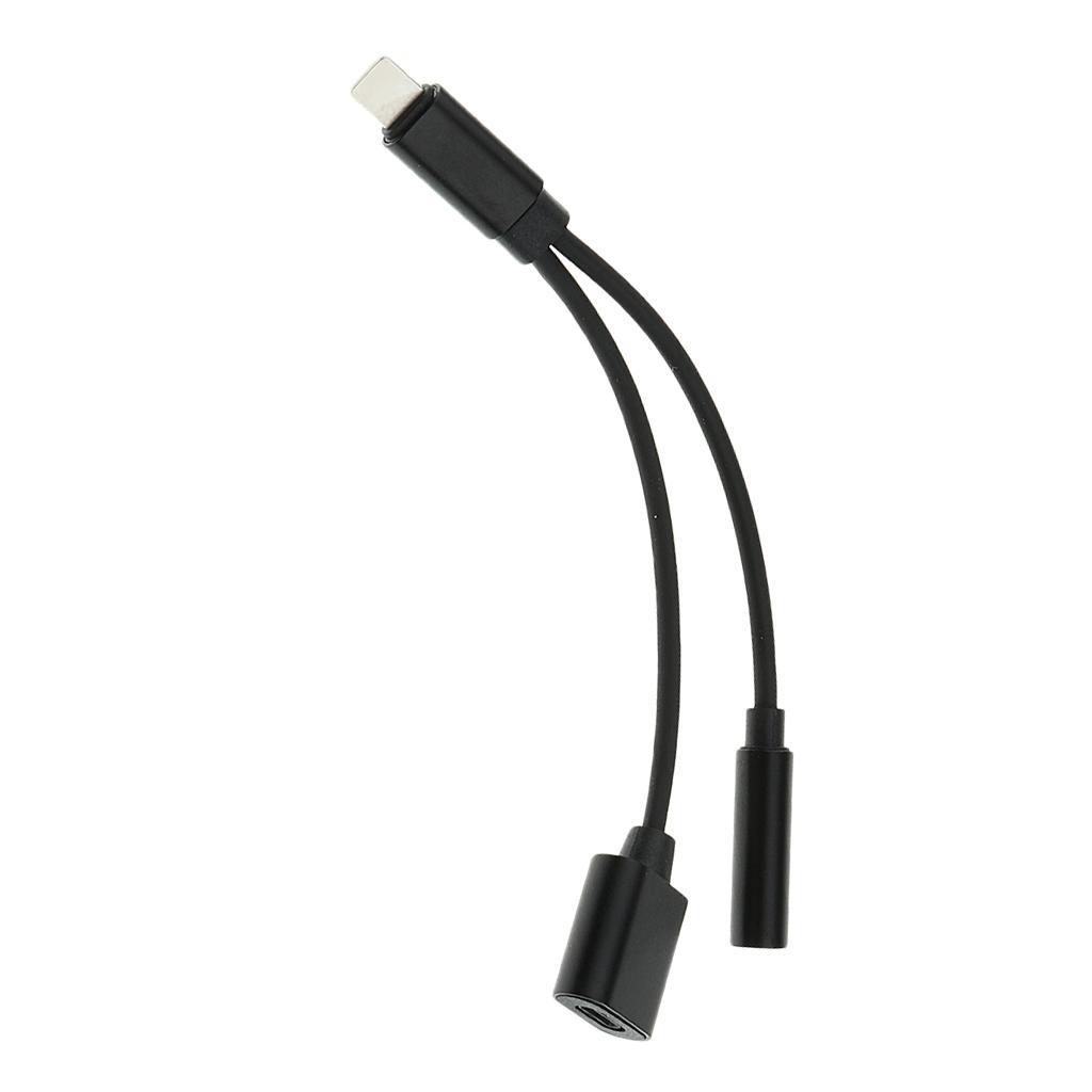 3x3.5mm Headphone Audio Adapter Charger Cable For iPhone 7 8 Plus X Black