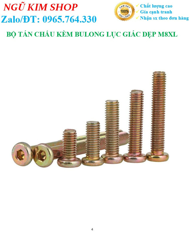 TÁN CHẤU KÈM BULONG LỤC GIÁC DẸP M8 x L THEO BỘ