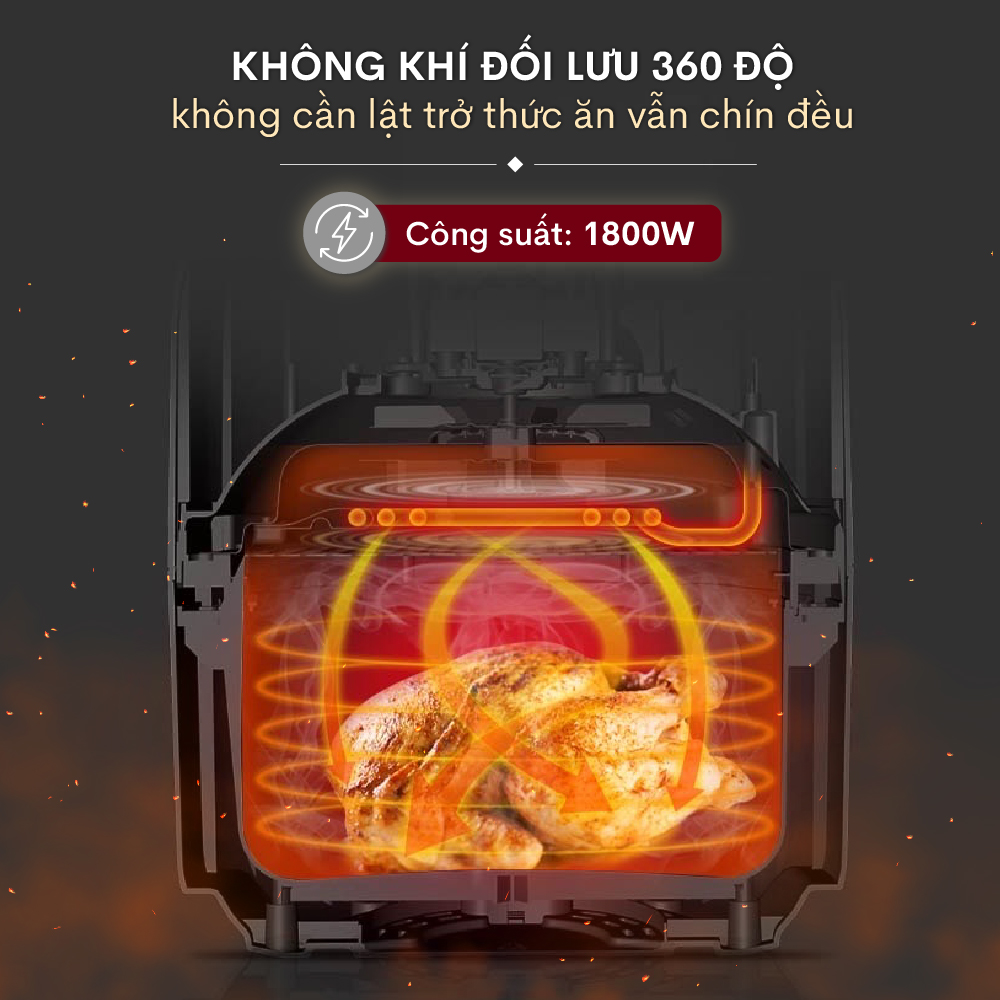 Nồi chiên không dầu 8L điện tử Fujihome Nhật Bản tự ngắt , Lò chiên nướng không khí ko dầu cơ không hơi nước air fryer 8 lít - Hàng Nhập Khẩu