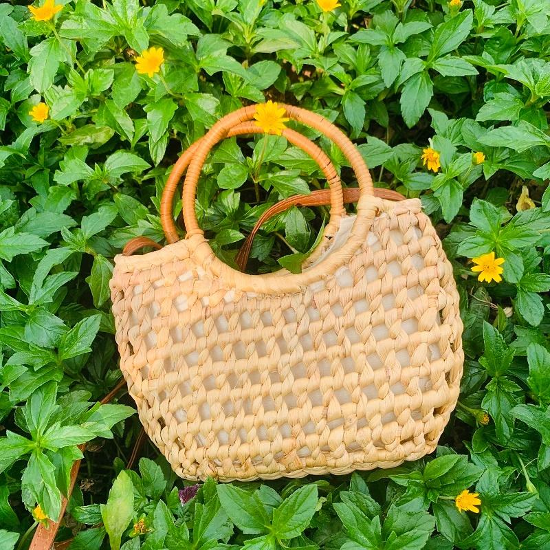 Túi cói Classy túi lục bình quai cầm bằng mây cáo rất mộc kiểu dáng Vintage, đan thủ công bởi thợ Việt Nam