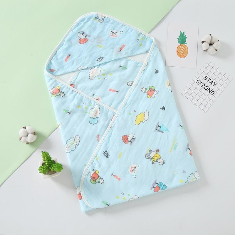 Khăn quần ủ xô vuông Organic cao cấp có mũ, khăn ủ xô cotton sợi tre cực đẹp mềm mịn mát KT: 90x90cm