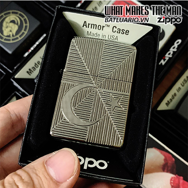 Bật Lửa Zippo Armor Turkey Star And Moon Black Ice