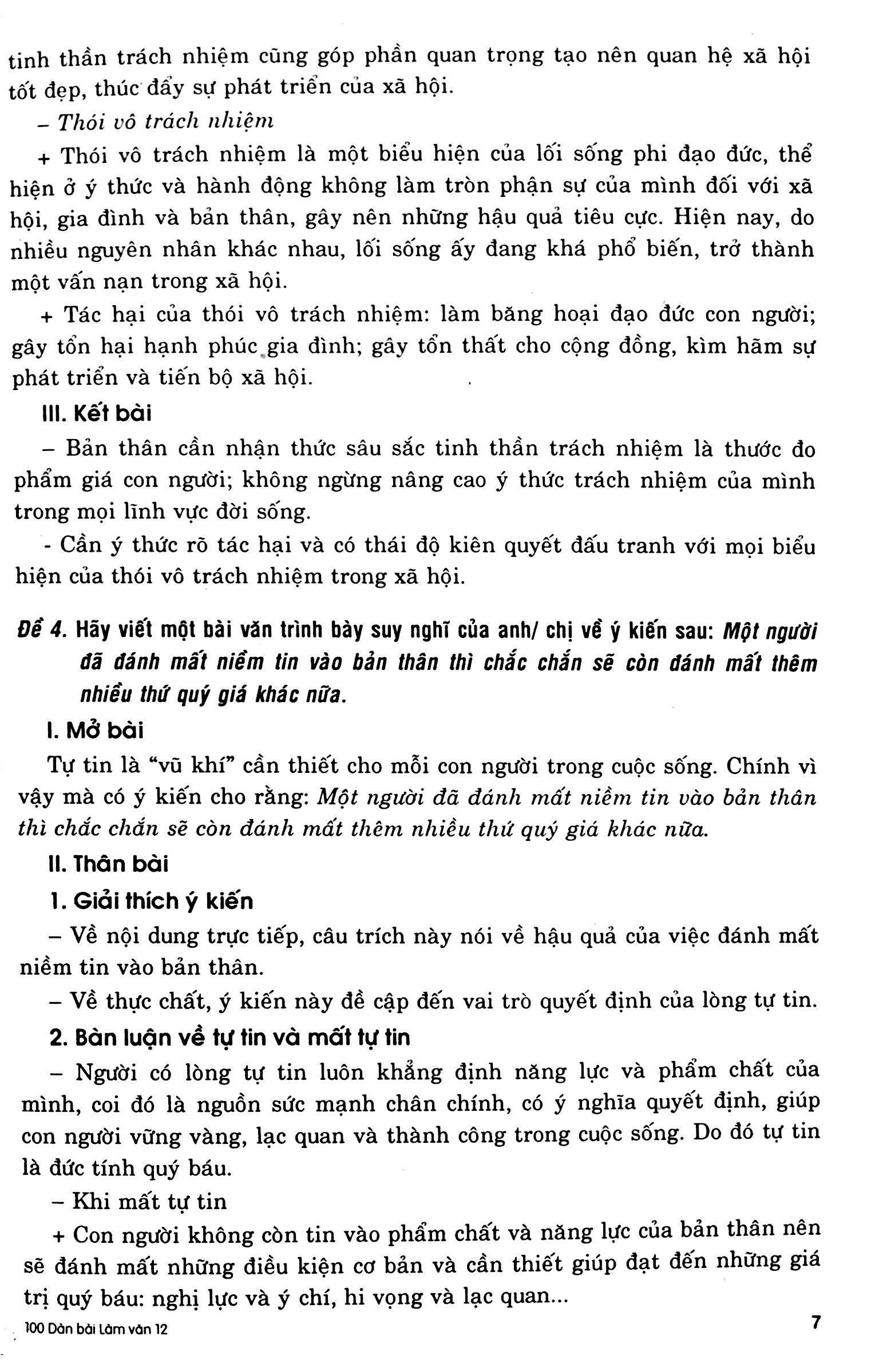 100 Dàn Bài Chi Tiết Làm Văn Lớp 12