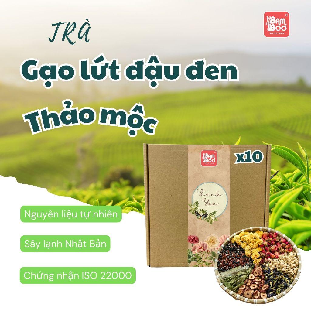 Trà Gạo Lứt Huyết Rồng Thảo Mộc Mix 8 Vị Thảo Mộc Bamboo - Đẹp Da, Chống Lão Hoá, Thanh nhiệt