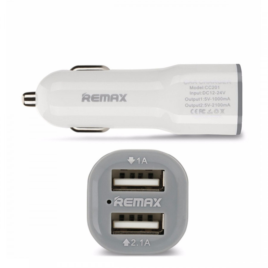 Củ Sạc Trên Ô Tô  Remax RCC-201, 2 Cổng USB - Hàng Chính Hãng